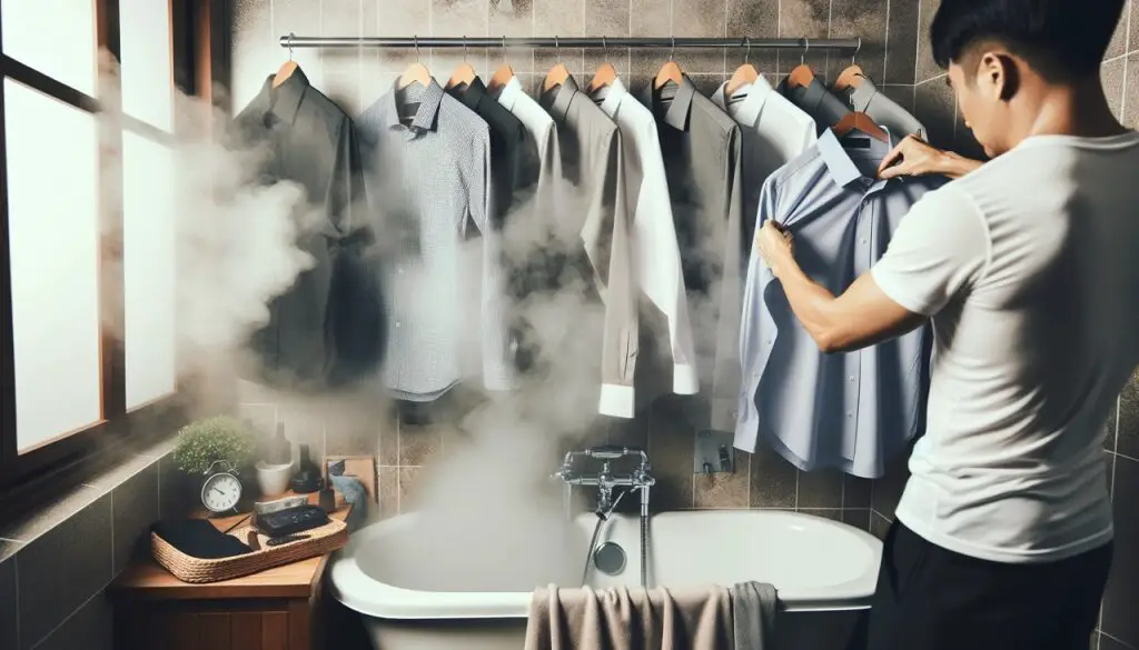 how to iron clothes with shower steam